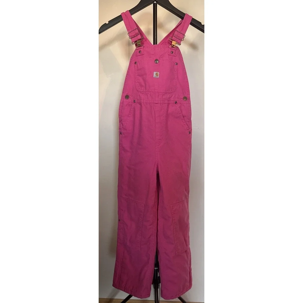 Youth Carhartt Insulated Overalls Coveralls Rare Bibs Girls Size 8 Rose Pink